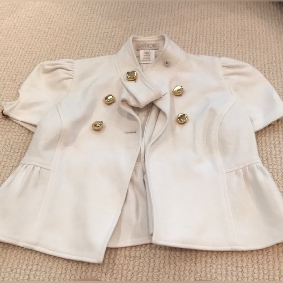 Y2K  Cropped Peplum Blazer w Gold
Buttons w Chain - Picture 1 of 5